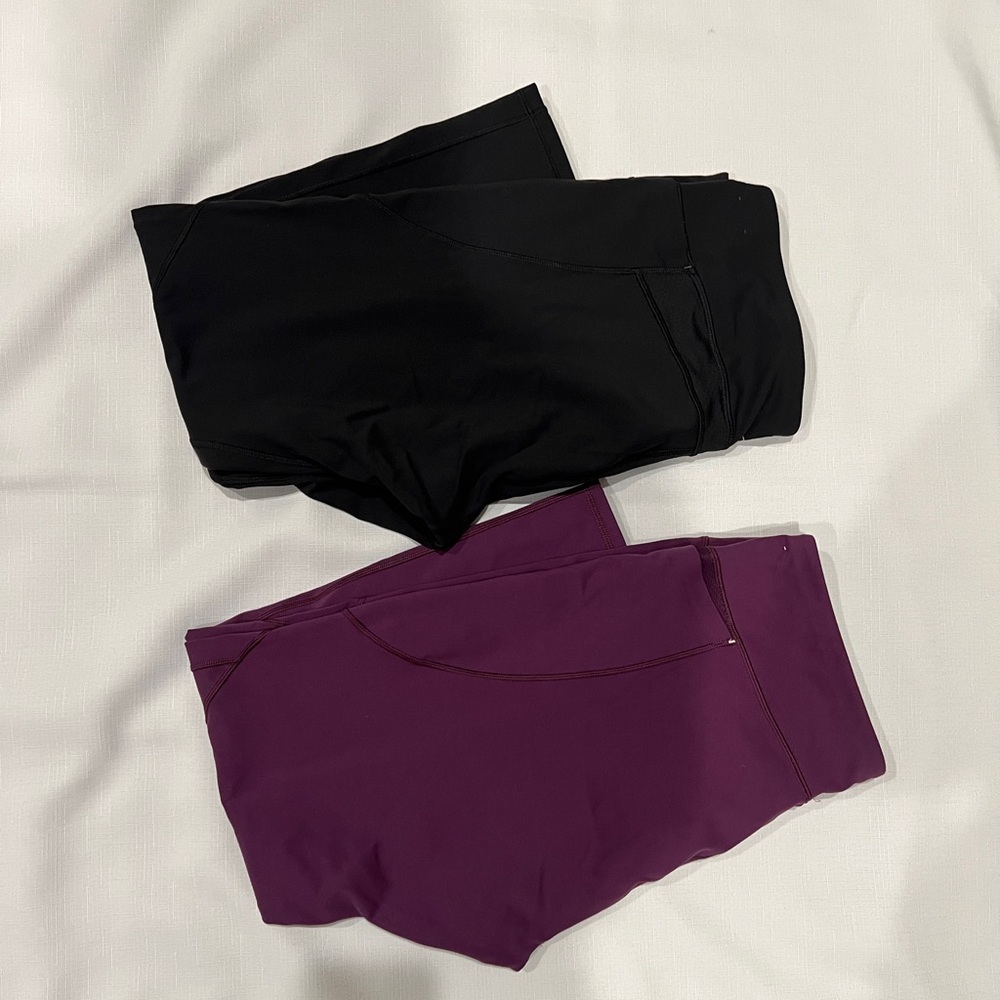 CALIA by Carrie Underwood Black and Purple Crop Leggings Lot of 2